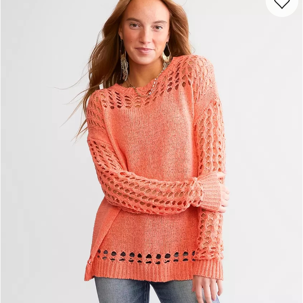 Daytrip Longsleeve Crewneck Pointe Knit Open Weave Sweater Size XS (Fits Like M)